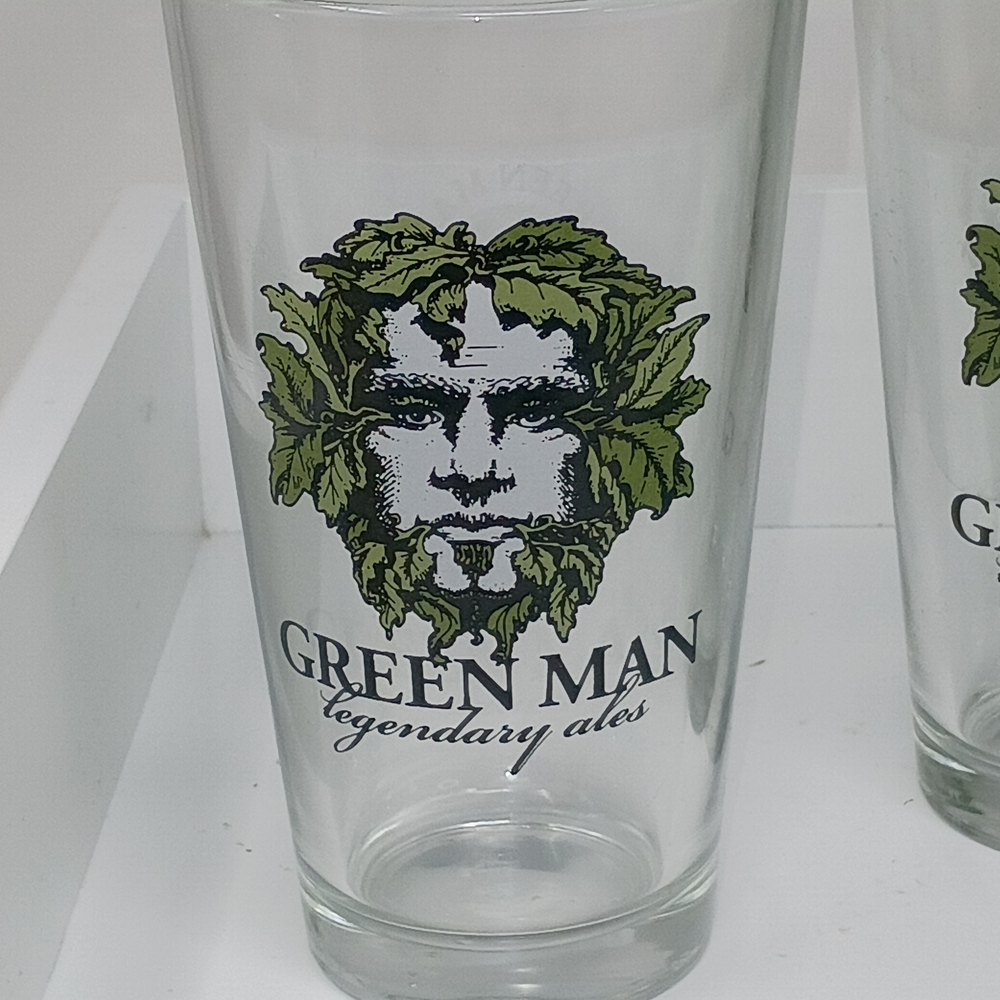 Green Man Legendary Ales Pint Glasses Set – Clear Craft Beer Drinking Glasses - Picture 4 of 5